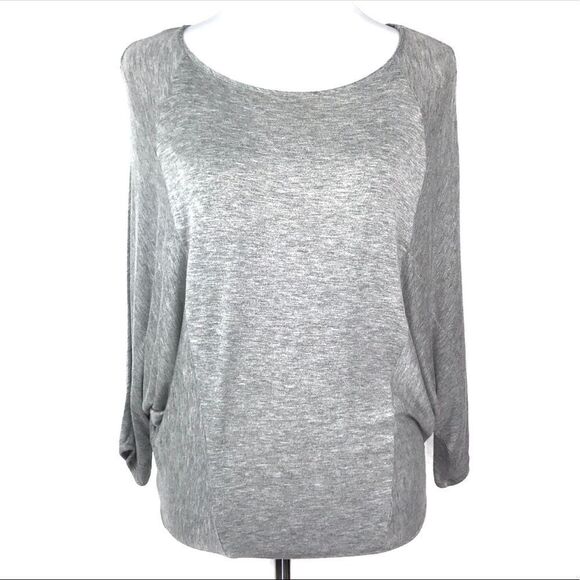 BCBGeneration Heathered Gray 3/4 Sleeve Batwing Top XS - Picture 1 of 4